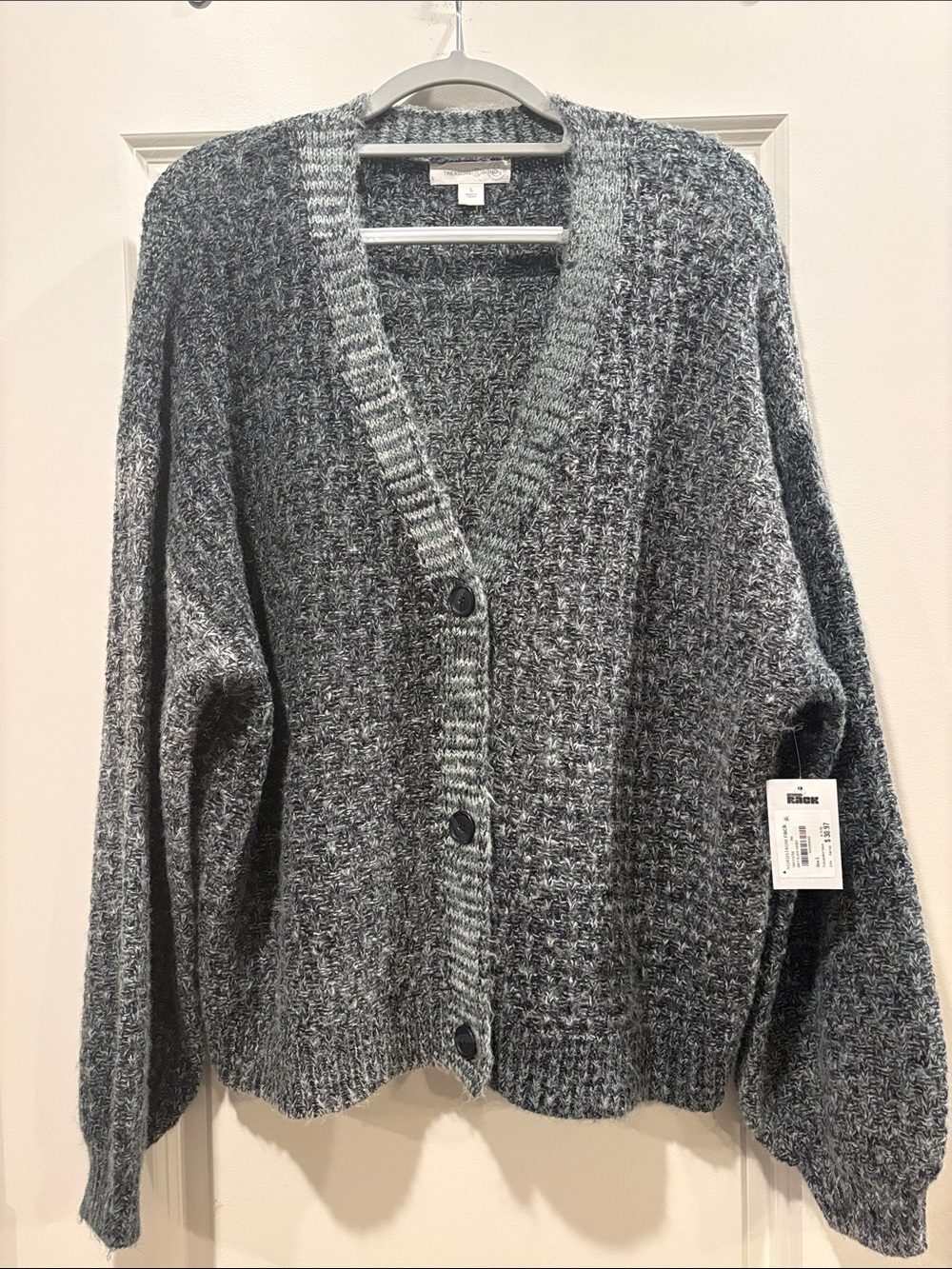 Treasure & Bond Gray Textured Button-Front Cardigan